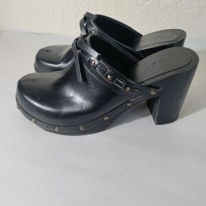 Vintage American Eagle Black Heeled Clogs Woman's 7.5 Y2K